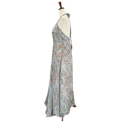 Meghan Los Angeles Y2K Maxi Dress 4 Blue Boho Bohemian Festival Halter Party - Picture 6 of 17