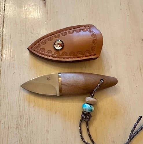 CUSTOM HANDMADE D2-TOOL STEEL FIXED BLADE KNIFE W/ SOUTHWESTERN DESIGN SHEATH