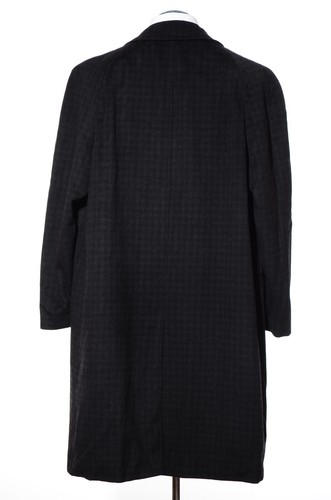 46R Vintage 60s Gray Black Check Cashmere Single-Breasted Overcoat Top Coat XXL - Picture 5 of 9