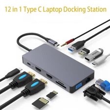 12 in 1 USB 3.0 Laptop Docking Station HDMI-compatible VGA PD Type C Hub