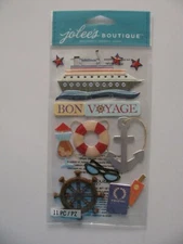 Jolee's Dimensional BON VOYAGE Ship, Anchor, Wheel, Passport 11 Pieces NIP