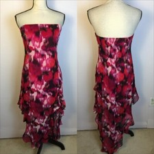 NWT Forever 21 Strapless Midi Tube Dress Sz M Womans Pink Abstract Smocked Back