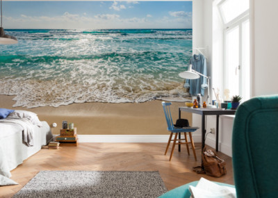 Komar Fototapete 368x254cm Seaside Beach Strand Strandblick Vliestapete Blau