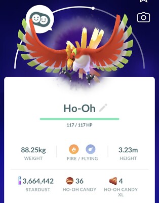 Pokémon Go Apex Ho-oh (Gereinigt beim Handel) mit Legacy Move Set