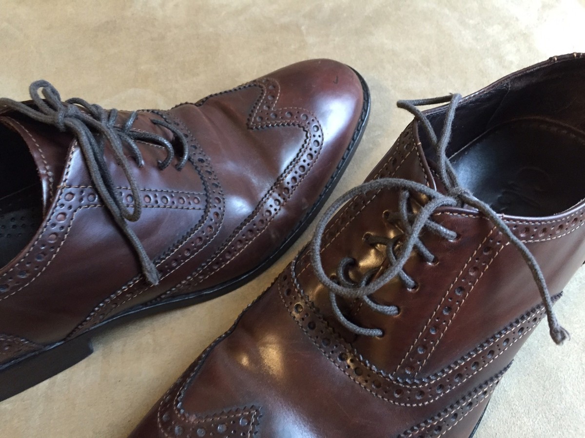 COLE HAAN PRESTON BROWN LEATHER CLASSIC WINGTIP OXFORD DRESS  display picture 3