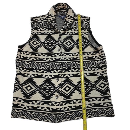 Chaps Large Aztec Print Vest Women Monochrome Fall Winter Horseback Riding - Picture 2 of 10