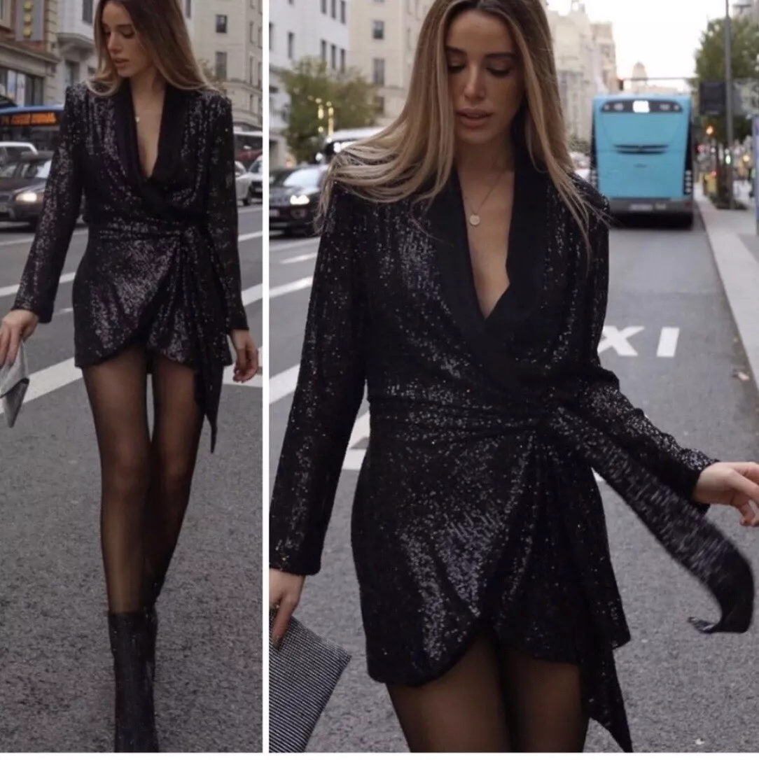 Zara black wrap shop dress