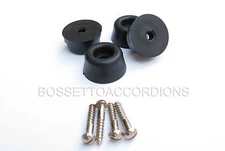 Black Hard Rubber Accordion Feet SET OF 4 Akkordeon Füße 20 x 10mm NEW Imported