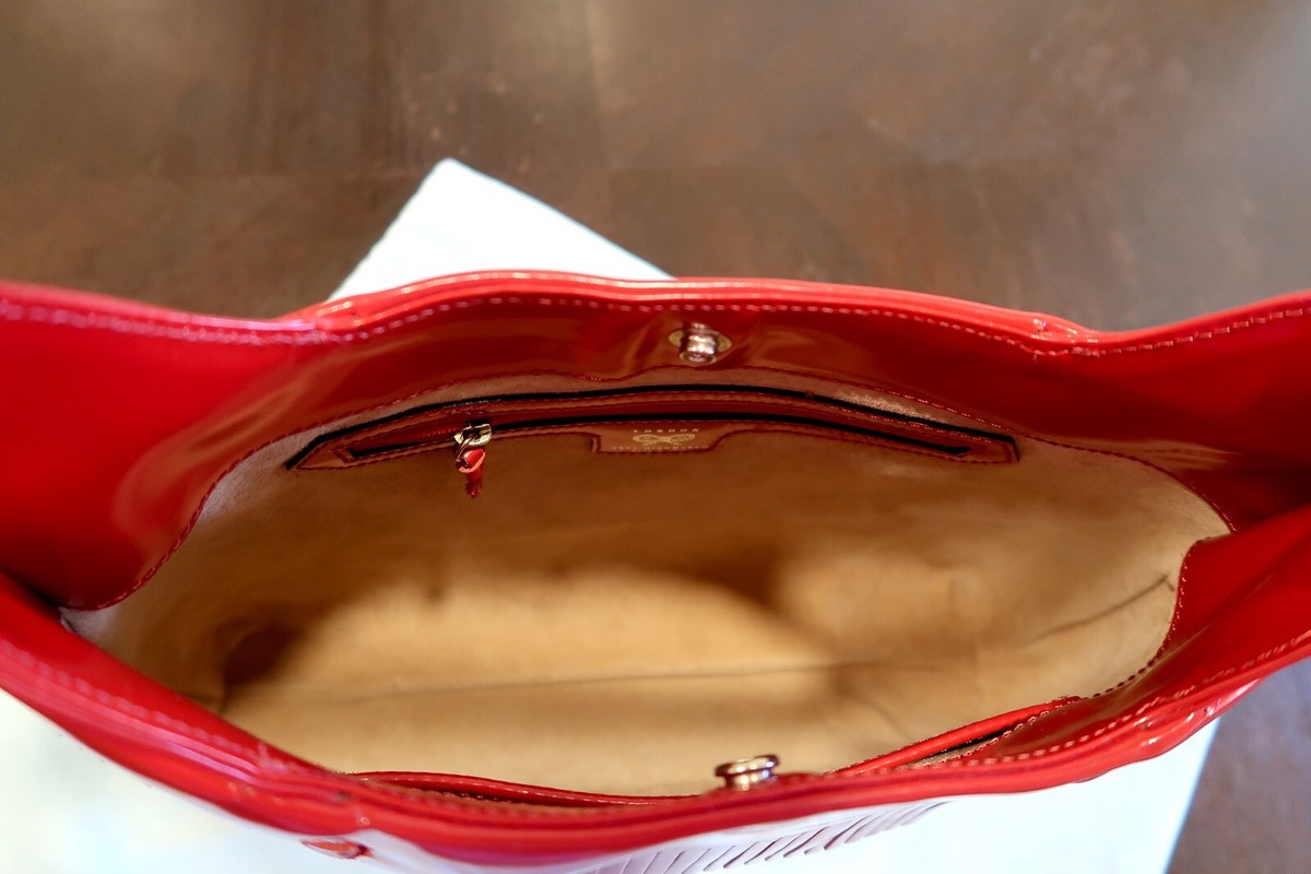 Anya Hindmarch Blue Label Patent Leather Bag Red with Dust Bag View 5