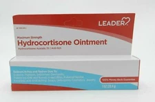 Leader Hydrocortisone Anti-Itch & Rashes Ointment with Maximum Strength 1 Ounce
