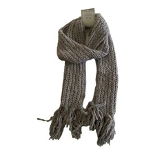 Mixit Essentials Scarf Manhattan Gray Crochet Oblong Cold Weather Scarves NWT