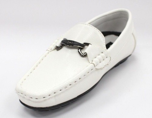 Boy's White Slip On Loafers Party Shoe By Easystride - Picture 4 of 6