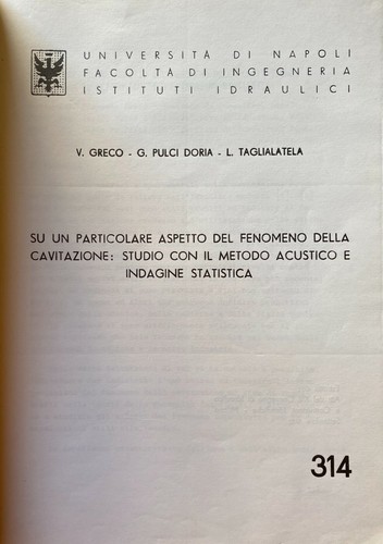 V. GRECO G. PULCI DORIA L. TAGLIALATELA PARTICOLARE ASPETTO FENOMENO CAVITAZIONE - Imagen 2 de 9
