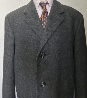1940s Men's Grey Glen Check Vintage Tweed Overcoat Bespoke