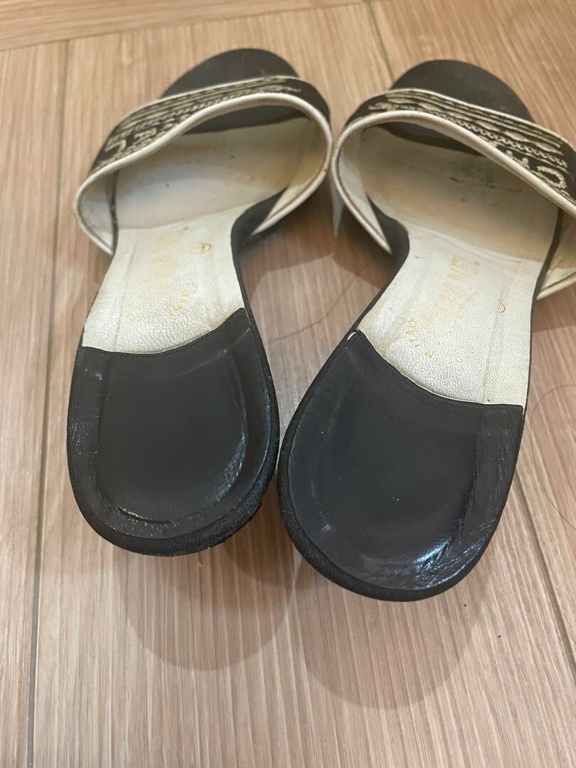 CHANEL Logo Low Heel Sandals Mules Pumps Shoes Women Size EU
