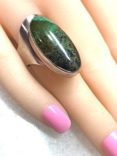 Vintage Sterling Silver Chrysocolla Mexico Statement Ring Size 7.5