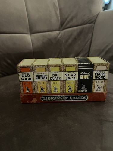 Box Set LIBRARY OF GAMES Russel Cards Old Maid Dr Duck Authors Animal Rummy Vtg - Picture 2 of 4