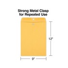 100 Pcs CLASP ENVELOPES 9x12 28lb Kraft Shipping Mailing Gummed Business Manila