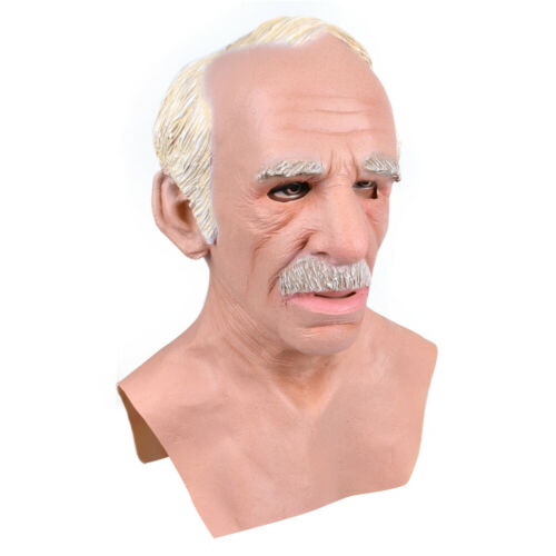 Maschera viso in lattice realistica Halloween cosplay costume vecchio travestimento abito elegante - Foto 39 di 39