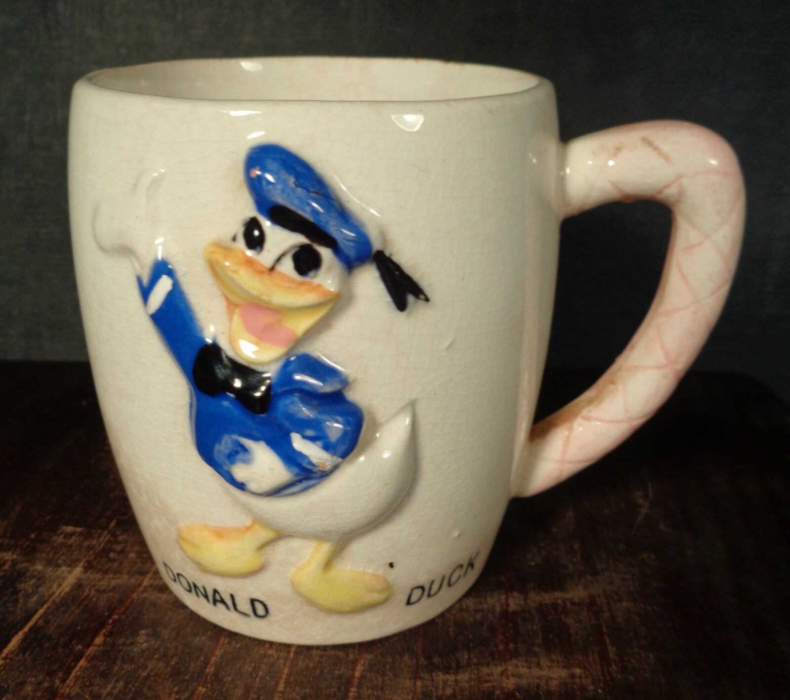 Vintage 1950s Donald Duck Disney Pottery Mug by WALT DISNEY PRODUCTIONS