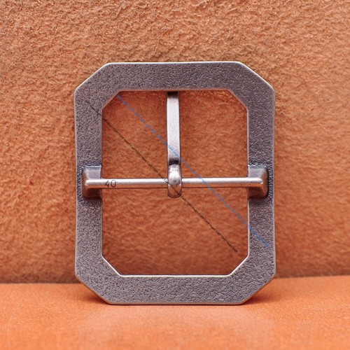 Men Rectangle Heavy Duty Strong Silver Center Bar Pin Belt Buckle Fit 40mm Strap - Picture 3 of 10