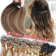 Balayage Nano Ring Tip 100 Remy Real Human Hair Extensions Micro Loop Beads 50G