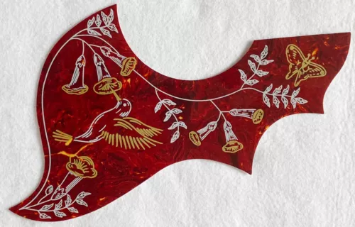 For Gibson Hummingbird Acoustic Guitar Self-Adhesive Pickguard, Red Tortoise