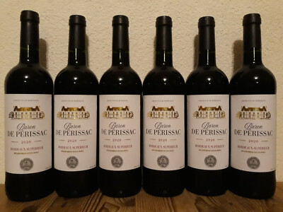 (7,33 /1L.) 6 Fl. Baron de Périssac Bordeaux Supérieur Silbermedaille Rotwein