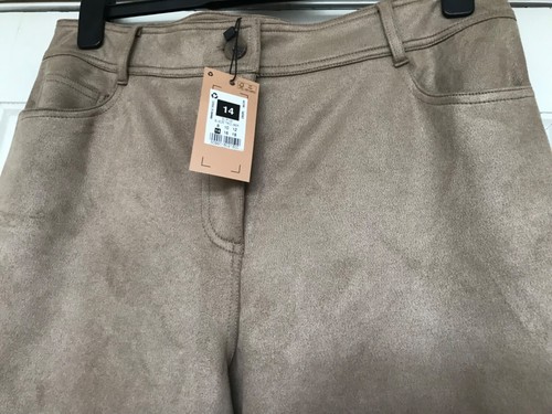 Dunnes Gallery Faux Suede Stretch Trousers Size 14 High Waisted New with Tags - Picture 17 of 24