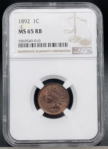 1892 INDIAN CENT 1C NGC MS 65 RB D162
