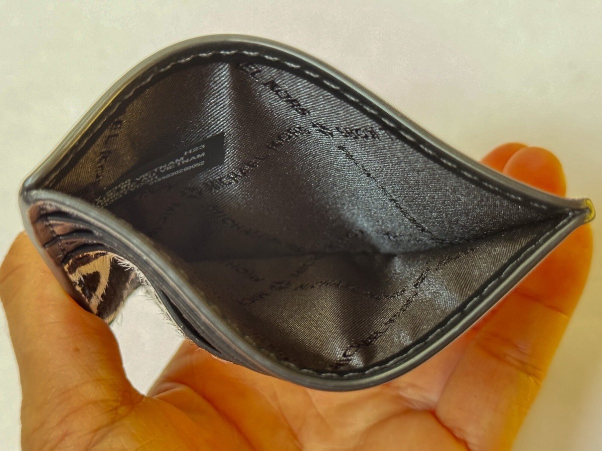 MICHAEL KORS JET SET TRAVEL CARD HOLDER WALLET EXOTIC PRINT BLACK  