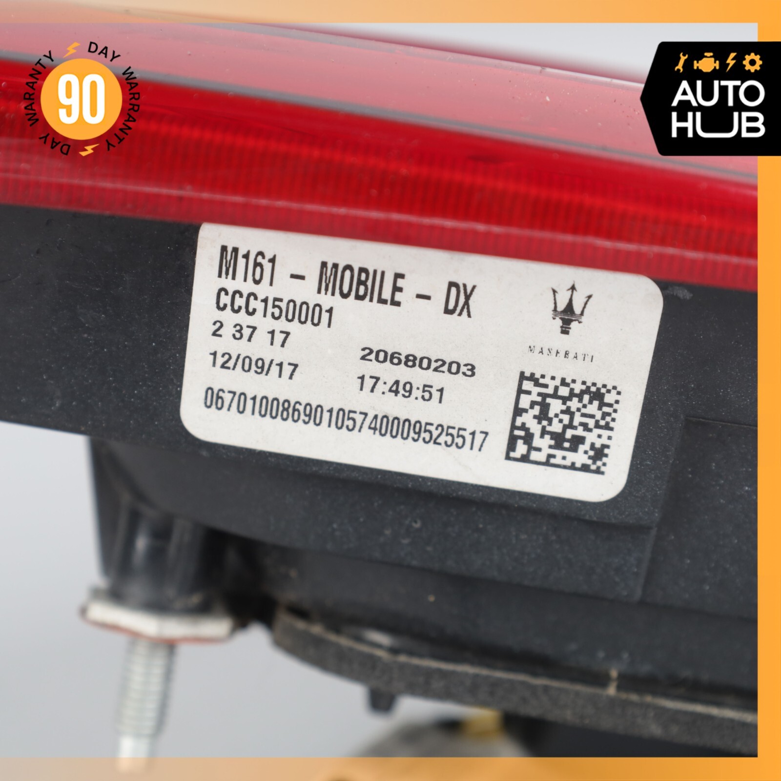17-20 Maserati Levante M161 Inner Tail Light Lamp Right Passenger Side OEM 73k