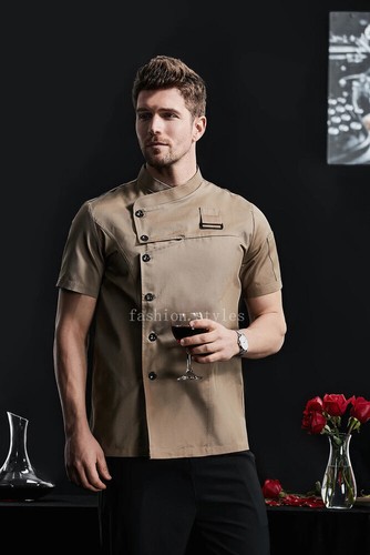 Kitchen Jacket Catering Uniform Short Sleeve Chef Clothes Restaurant Workwear - Picture 18 of 31