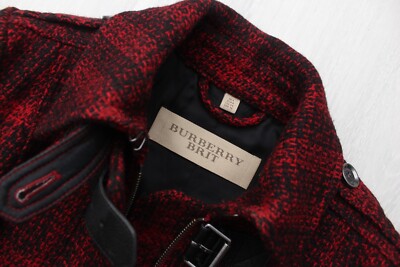 ジャケット・アウター BURBERY LONDON WOOL COAT Women's BURBERRY BRIT Tweed Wool Plaid Coat Full Zip Jacket