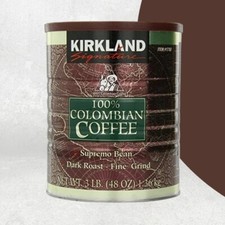 Kirkland Signature 100 Colombian Coffee, 3 Pound Dark Roast - Fine Grind.