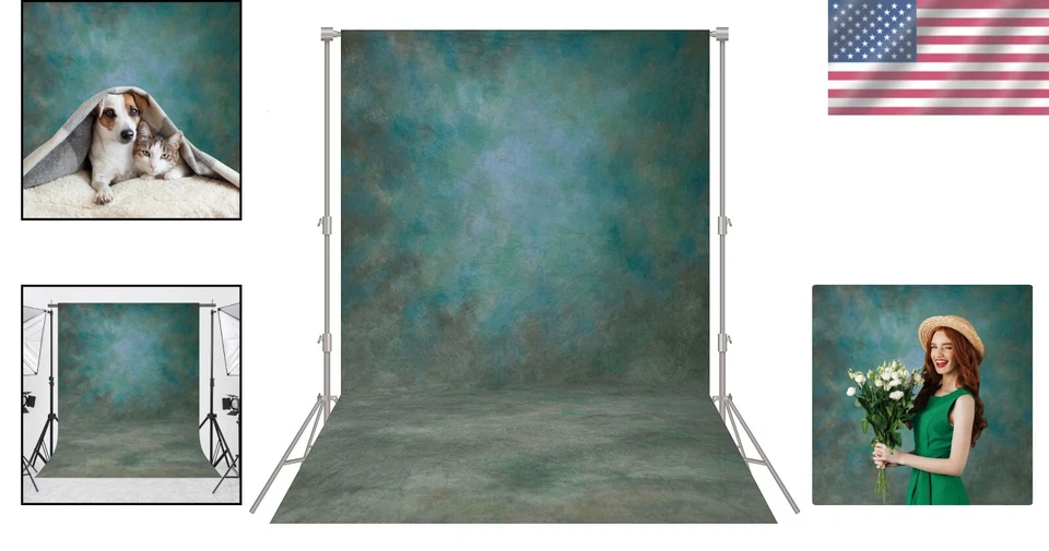 Telón de fondo fotográfico profesional verde oscuro 8x10 pies - perfecto para fiestas y reuniones Foto 2 de 4