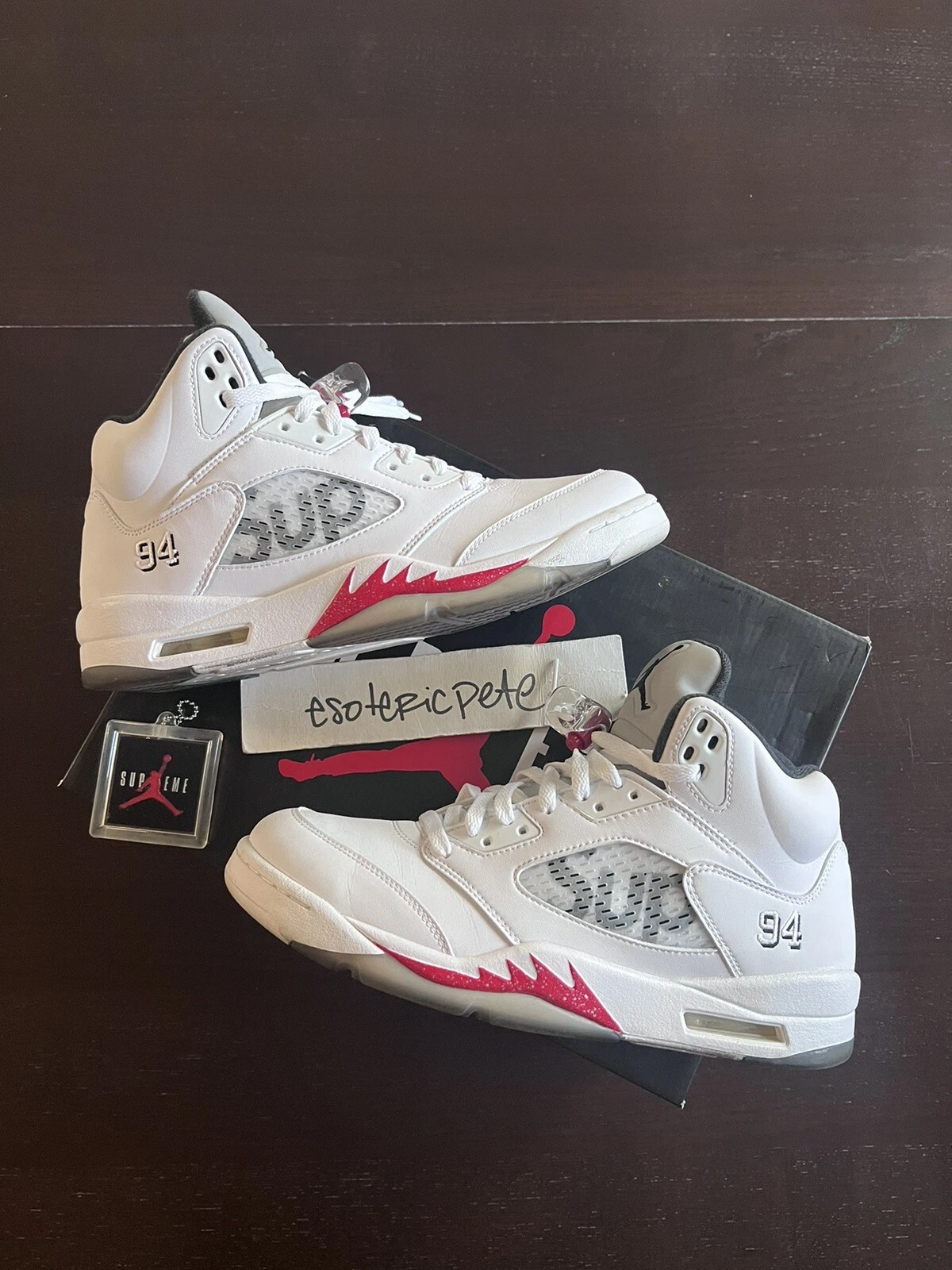 TAILLE 11 AIR JORDAN 5 RETRO SUPREME 824371 101 2015 BLANC/NOIR VARSITY ROUGE dunk