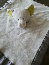 Carter's Elephant Grey Baby Security Blanket w/ Rattle and Satin Trim lovey EUC