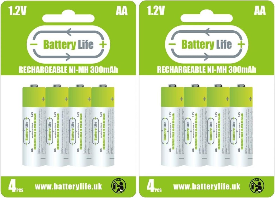 AA 300 mAh Rechargeable Batteries 1.2v NiMH solar lights phone BATTERY