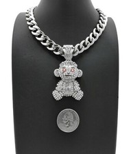 Iced 38 BABY Young Boy Monkey Pendant  18" 20" 24" Cuban Chain Hip Hop Necklace