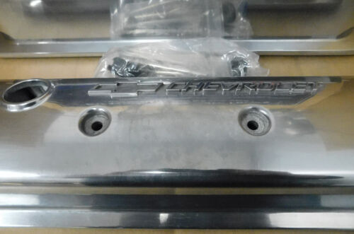 Holley 241-291 SB Chevy Bowtie Valve Covers, Polished Aluminum, Baffles - Picture 2 of 3