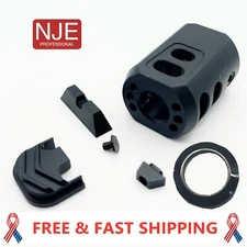 Combo Kits For  Gl0ck  Gen 1-4 9mm  17-35 Muzz1e Brake Back P1ate Sight Black