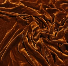 BURNT ORANGE Hand Dyed Silk Velvet Fabric