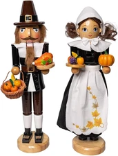 Kurt Adler 15 Inch Pilgrim Man & Woman Nutcracker 2 Piece Set
