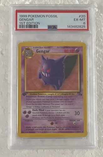 GENGAR 1999 Pokemon Fossil 1st Edition #20 - PSA 6 EX-MT