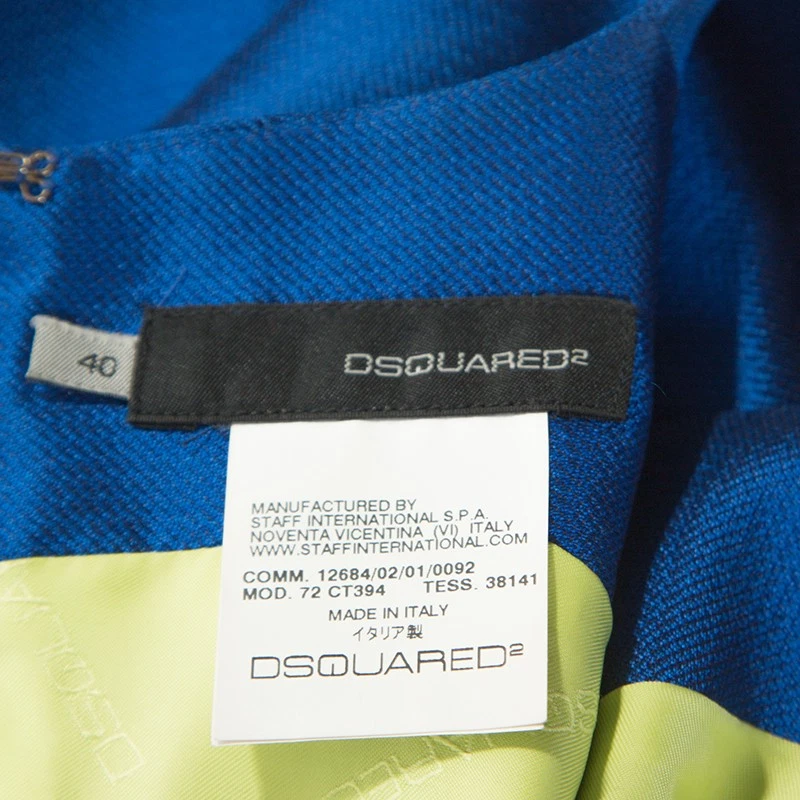 Abito Dsquared2 blu fiocco di seta orlo palloncino orlo S