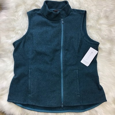 NWT Athleta Stroll Fleece Moto Vest Zipped Pockets Zip From Top & Bottom 1X Teal