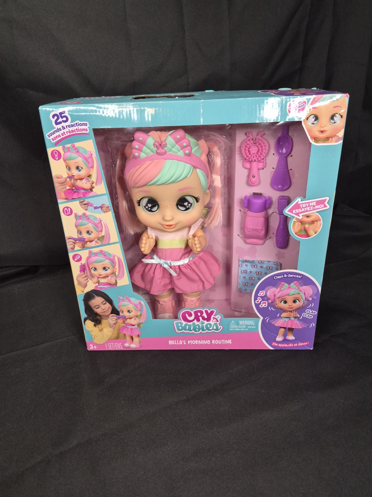 Cry Babies Bella's Morning Routine Interactive 13.6" Baby Doll 25+ Baby Sounds