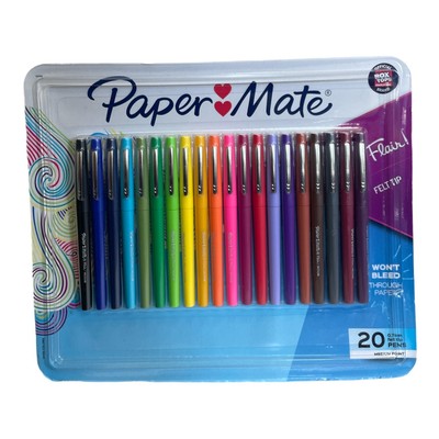 Paper Mate Flair Pens, Assorted Colors, Pack of 20 - Won't Bleed Through Paper