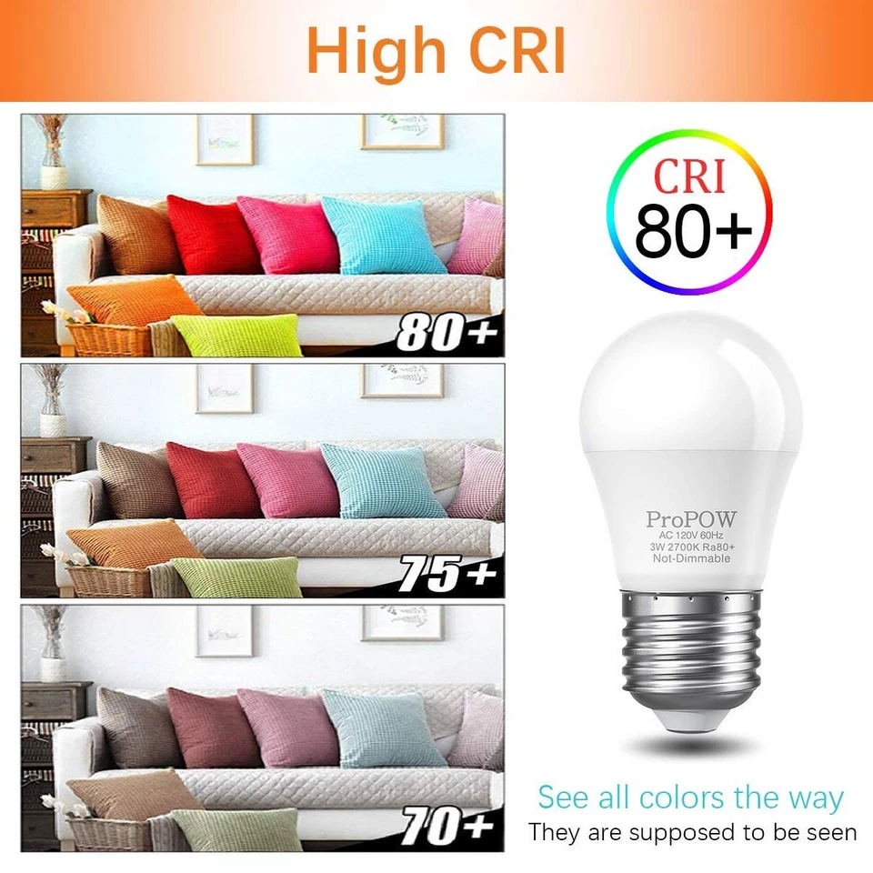 25 Watt Light Bulbs Equivalent A15 3W LED Light Bulb Soft White 2700K Energy ... - Image 2 of 4